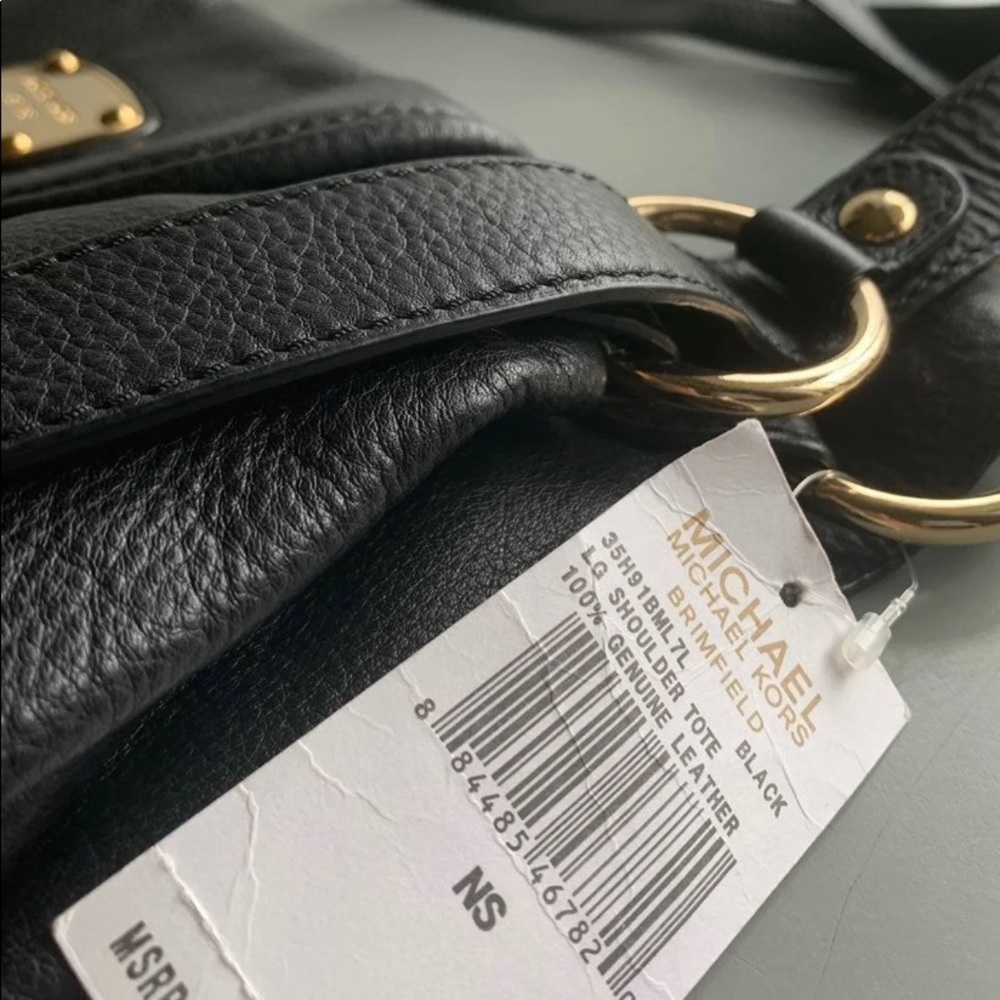 NWT Michael Kors Black Leather Shoulder Tote - Picture 3 of 9